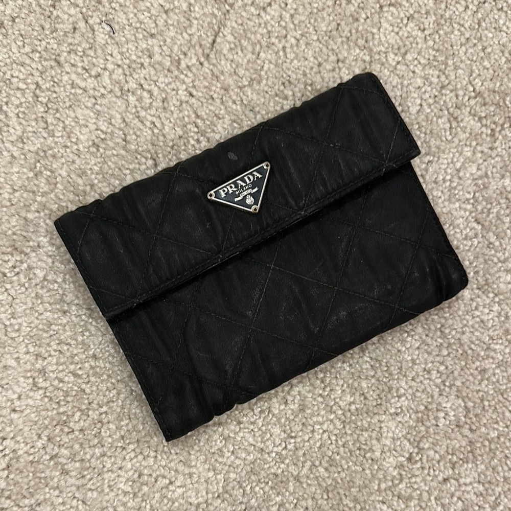 Vintage Prada Black Quilted Nylon Wallet